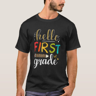 Hallo Leopard Print 1. Klasse Lehrer T-Shirt