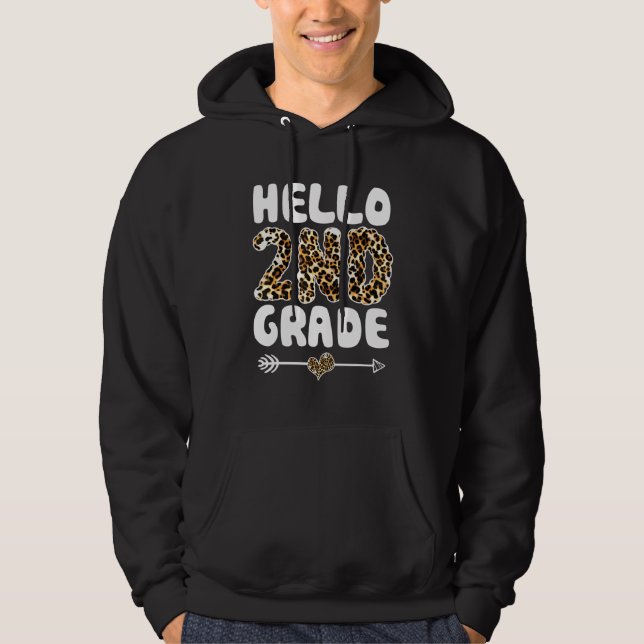 Hallo Leopard Print First Grade Lehrer Hoodie (Vorderseite)