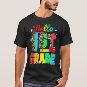 Hallo Leopard Print First Grade Lehrer T-Shirt
