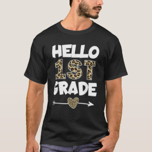 Hallo Leopard Print First Grade Lehrer T-Shirt
