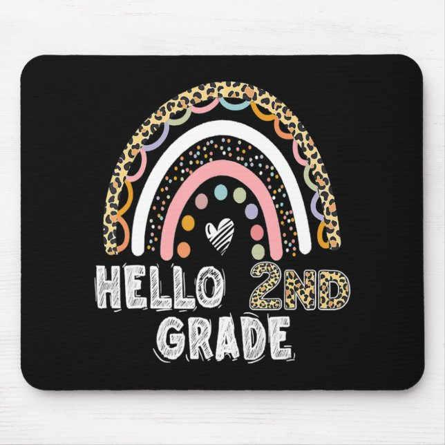 Hallo Leopard Rainbow Back to School Tee Mousepad (Vorne)