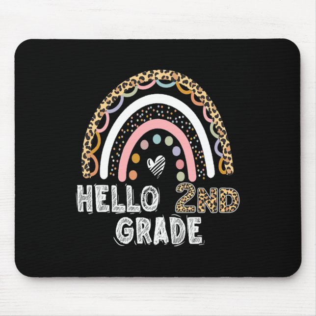 Hallo Leopard Rainbow Back to School Tee Mousepad (Vorne)