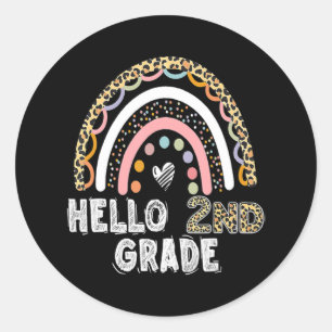 Hallo Leopard Rainbow Back to School Tee Runder Aufkleber