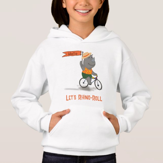Hallo Let's Rhino Roll | Niedlich Baby Rhinoceros Hoodie (Vorderseite)