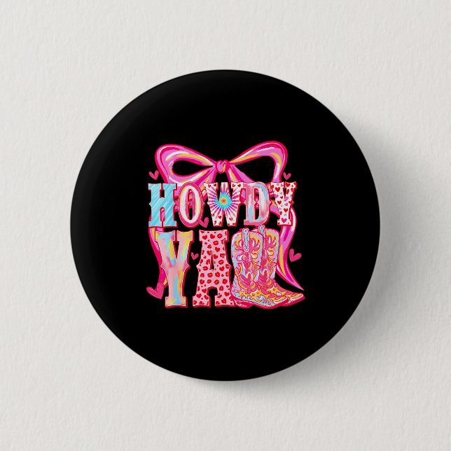 Hallo Leute Cowboy Stiefel Kokette Schleife Wester Button (Vorderseite)