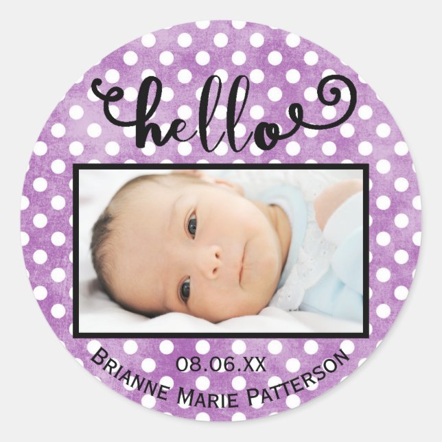 Hallo lila Punkte/Foto - Circle Sticker (Vorderseite)