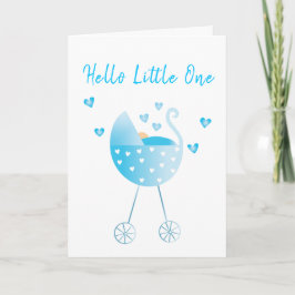 Hallo Little One Baby Boy Carriage Herzlichen Glüc Karte