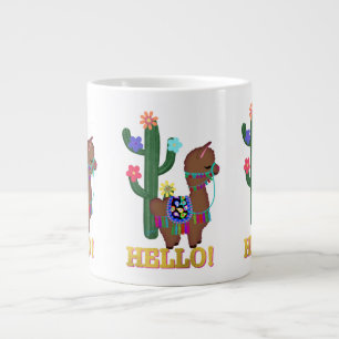 Hallo Llama!   Niedlich Face Brown Llama Jumbo-Tasse