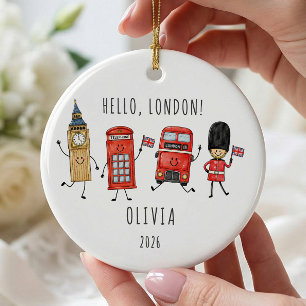 Hallo London Personalisiertes Reiseornament Keramik Ornament
