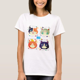Hallo Lustiges Katzen-Meme-Grafik-T-Shirt T-Shirt