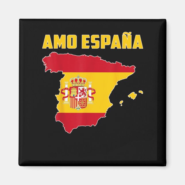 Hallo Madrid I Liebe Spanien Karte Flag Proud Span Magnet (Vorne)