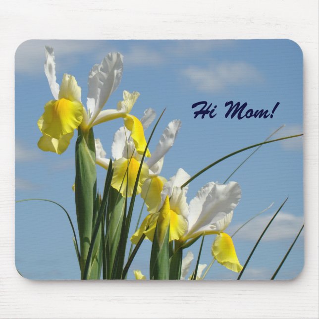Hallo Mama! mousepad gelbe weiße Iris-Blumen (Vorne)