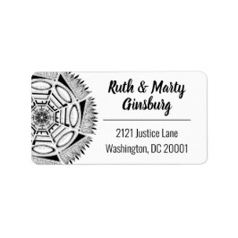 Hallo Mandala Line Kunst Modernes Schwarz & Weiß g Adressaufkleber