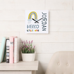 Hallo mein kleiner Regenbogen Quadratische Wanduhr