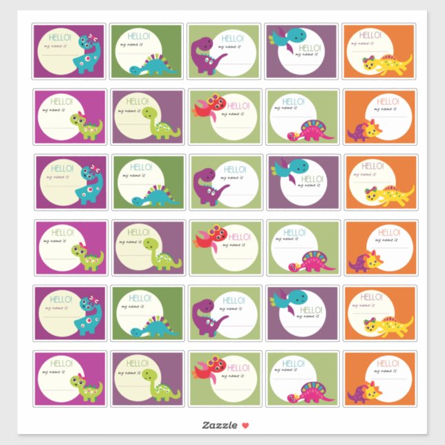 Hallo, mein Name ist Dinosaur Boy Girl Aufkleber (Blatt)