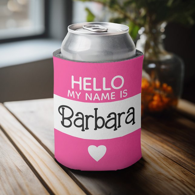 Hallo, mein Name ist - Hot Pink - Niedlicher Name Dosenkühler (Personalized Can Cooler - add Your Name or Other Custom Text)