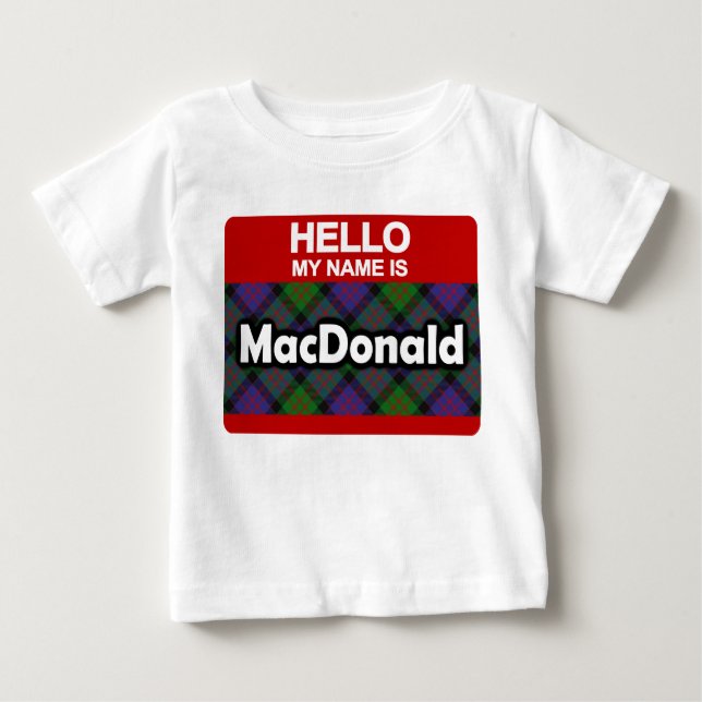 Hallo Mein Name ist MacDonald Scottish Clan Tartan Baby T-shirt (Vorderseite)