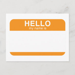 Hallo mein Name ist - Orange Postkarte