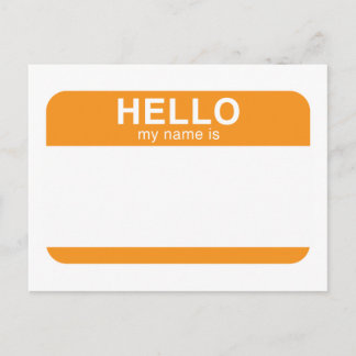 Hallo mein Name ist - Orange Postkarte