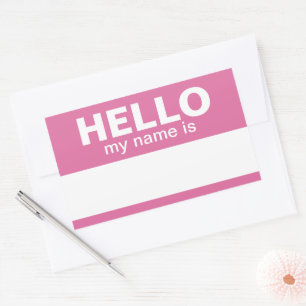 Hallo mein Name ist - Pink - Custom Employee Name Rechteckiger Aufkleber