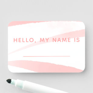 Hallo Mein Name ist Pink Watercolor Name Tag Namensschild