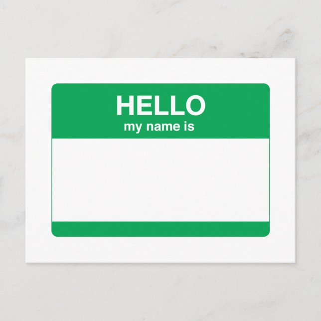 Hallo, mein Name ist Postkarte (Vorderseite)