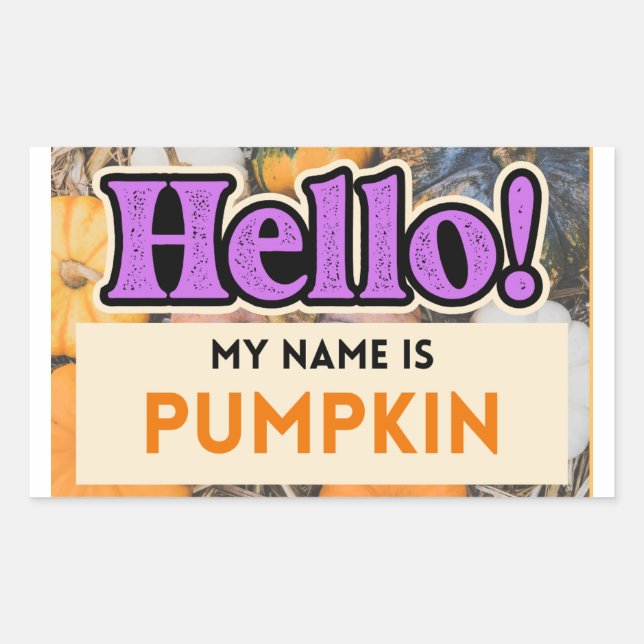 Hallo Mein Name ist Pumpkin Fall Sticker (Vorderseite)
