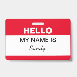 Hallo Mein Name ist Red White Office Mitarbeiter F Ausweis