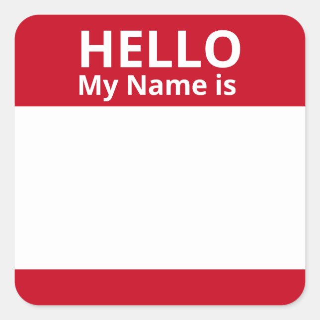 Hallo Mein Name ist Rot und Weiß Name Aufkleber (Vorderseite)