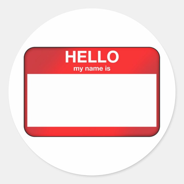 Hallo, mein Name ist... Runder Aufkleber (Vorderseite)