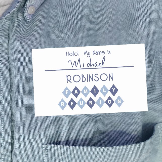 Hallo Mein Name ist Schreiben in Identifizierungst Rechteckiger Aufkleber (Hello My Name is Write In Identification Tag Blue)