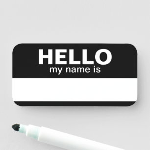Hallo, mein Name ist - Schwarz - Mitarbeiter White Namensschild