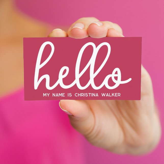Hallo mein Name ist Viva Magenta Weiß Minimal Visitenkarte (Von Creator hochgeladen)