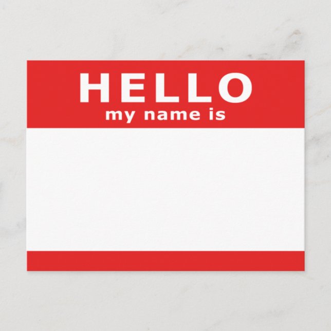 Hallo, mein Name Postkarte (Vorderseite)