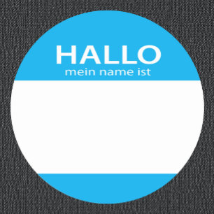 Hallo Mein Namensist-Deutschhallo Namensschild Runder Aufkleber