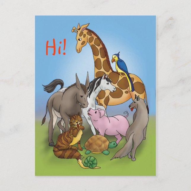 Hallo meine Freunde! | Adorable Animes Postkarte (Vorderseite)