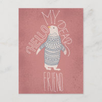 Hallo meine liebe Freundin Pinguin Post Card