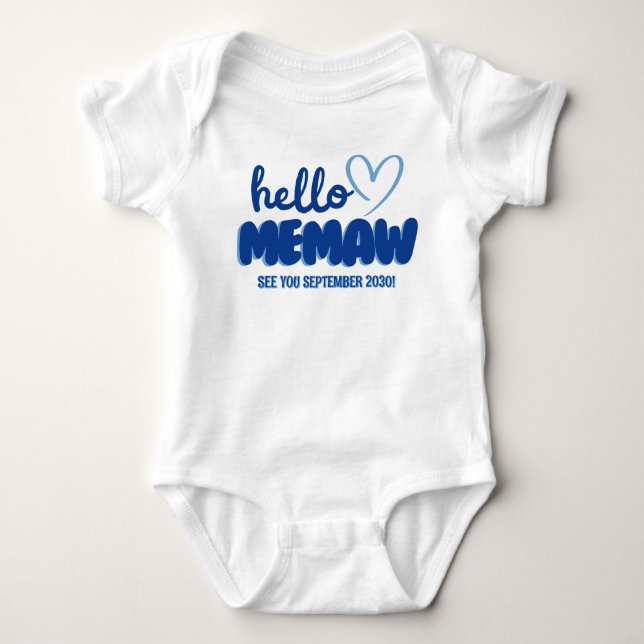 Hallo Memaw Baby Enthüllungsankündigung Strampler (Vorderseite)