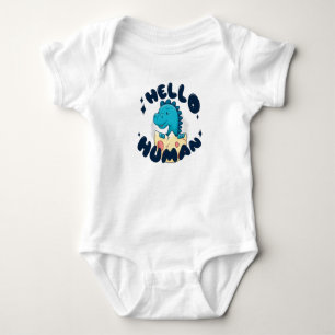 Hallo Mensch lustiger Dinosaurier Baby Strampler