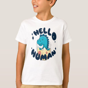 Hallo Mensch lustiger Dinosaurier T-Shirt