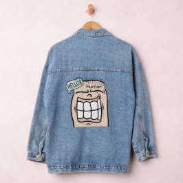 Hallo Mensch lustiger Spruch Hand gezeichnete Kuns Jeansjacke