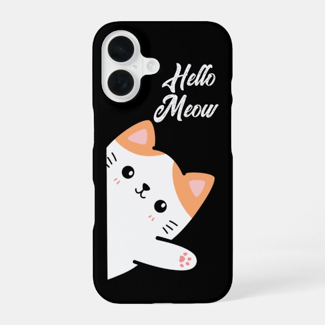Hallo Meow Katze iPhone 16 Hülle (Rückseite)