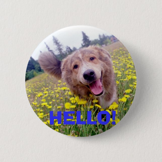 HALLO! - Mergeliger Knopf Button (Vorderseite)