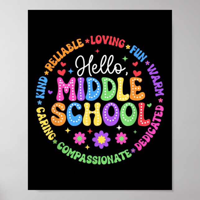 Hallo Mittelschulteam Groovy Erster Schultag Poster (Vorne)