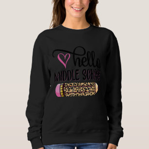 Hallo Mittlere Schule Rosa Leoparden Stift zurück  Sweatshirt