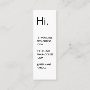 Hallo Modernes Minimal Weiß & Schwarz Mini Visitenkarte
