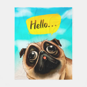 Hallo Mops Geschenkidee, Mops Besitzer, Dog Lover Fleecedecke
