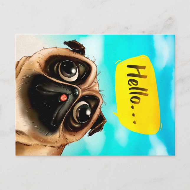 Hallo Mops Geschenkidee, Mops Besitzer, Dog Lover  Postkarte (Vorderseite)