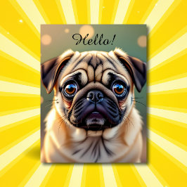Hallo! Mops-Schmusebacke Postkarte