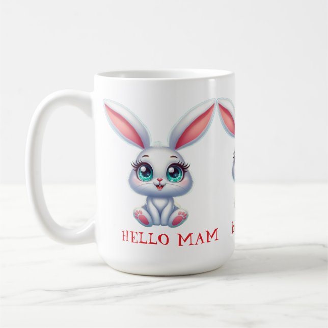 Hallo Mutti Tasse – Süße Hase Kaffeetasse (Links)